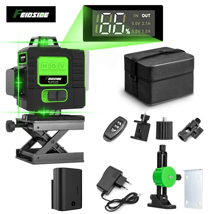 Laser Level 16 Lines 4D Green - FEIDSIDE 16/12 Linhas Nível Laser 4D/3D
