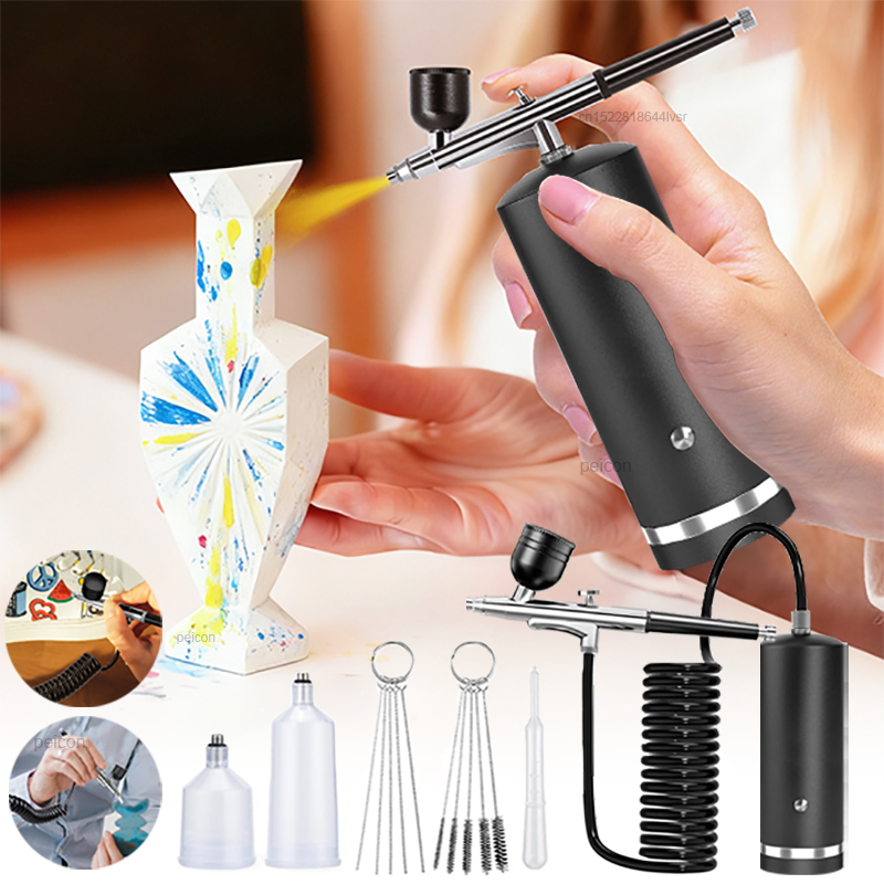Airbrush Kit With Mini Compressor - Aerógrafo com Compressor, Pistola de Pintura,