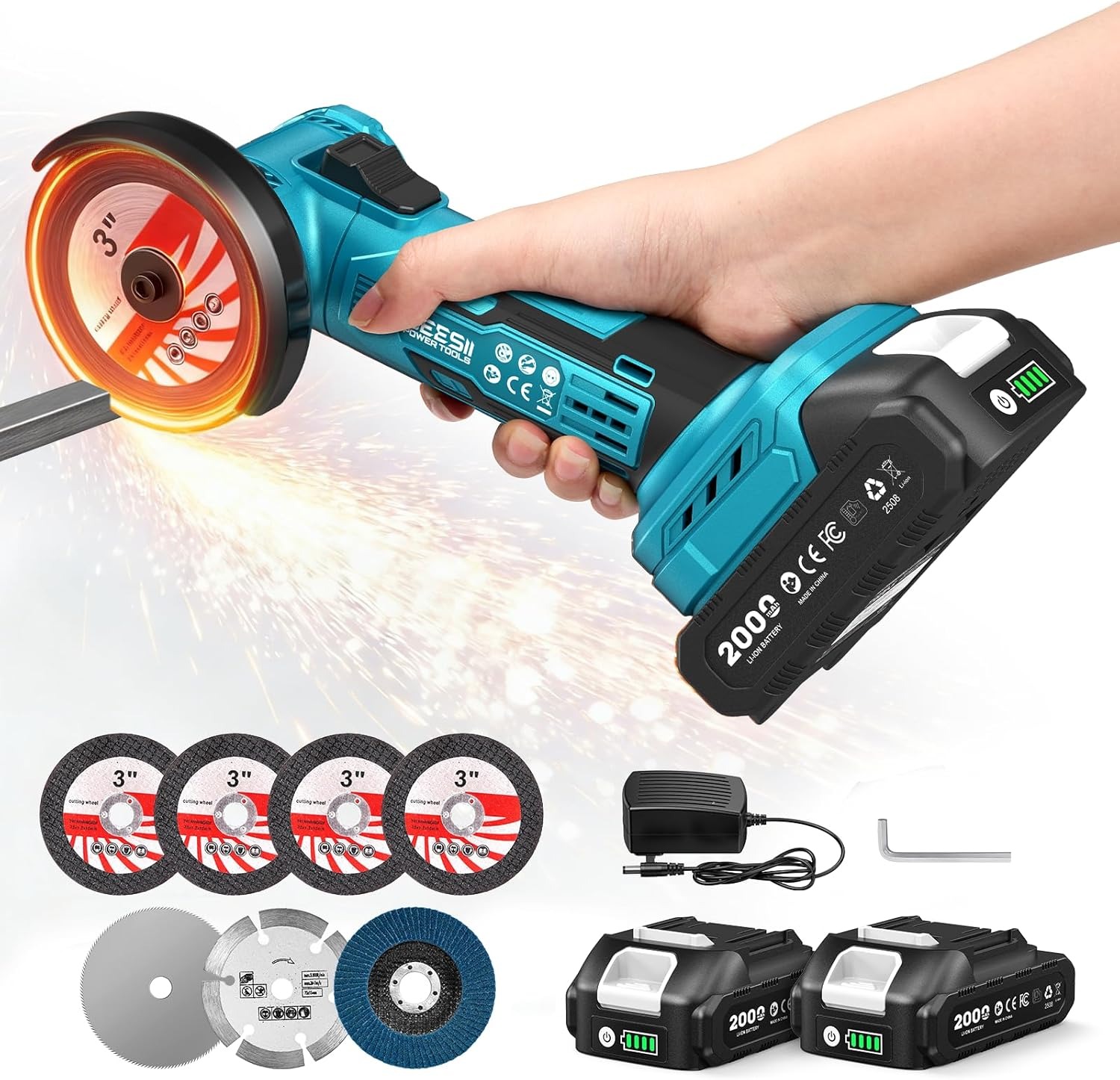Brushless Angle Grinder Battery Powered - Mini Esmerilhadeira Angular Sem Fio SEESII