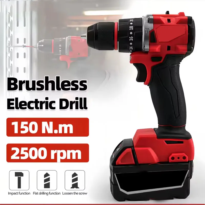 Brushless Cordless Electric Drill 18V - Furadeira de impacto elétrica sem escova
