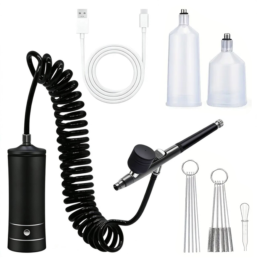 Airbrush Kit With Mini Compressor - Kit de Aerógrafo Portátil com Compressor
