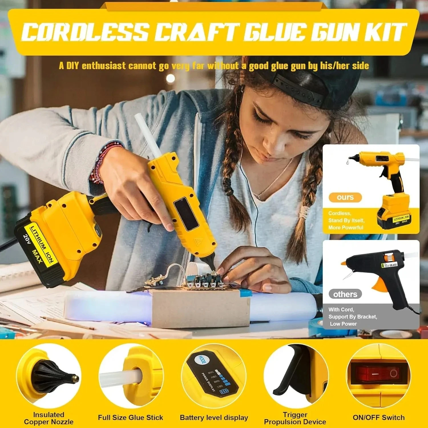 Pistola de Cola Quente Elétric - Hot Melt Glue Gun Cordless avaliação e preço
