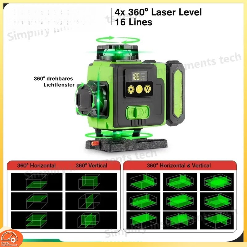 Nível a Laser 4D de 16 Linhas  - Laser Level 16 Lines 4D Green avaliação e preço