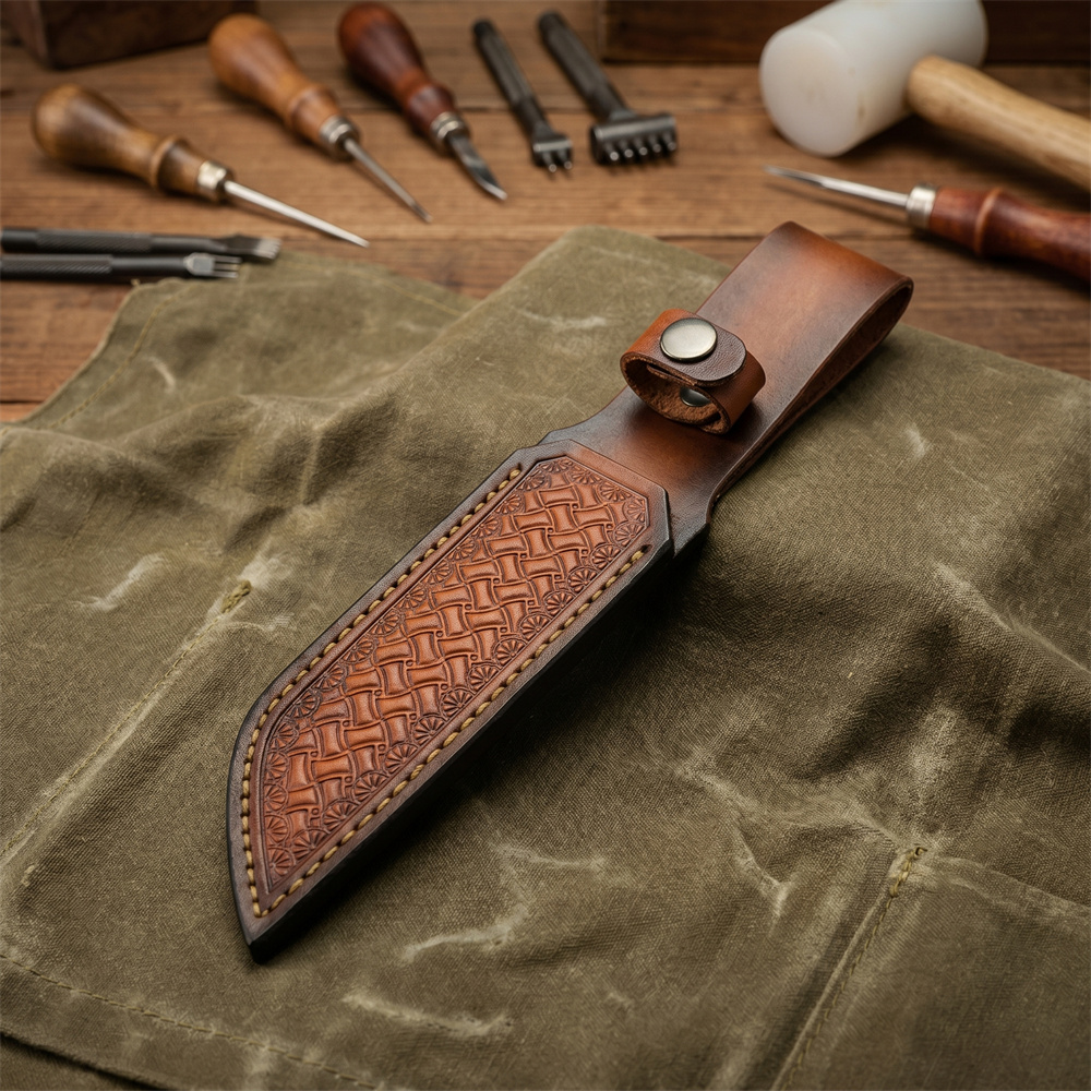 Bainha de Couro Marrom Gravada - Hand Tools avaliação e preço